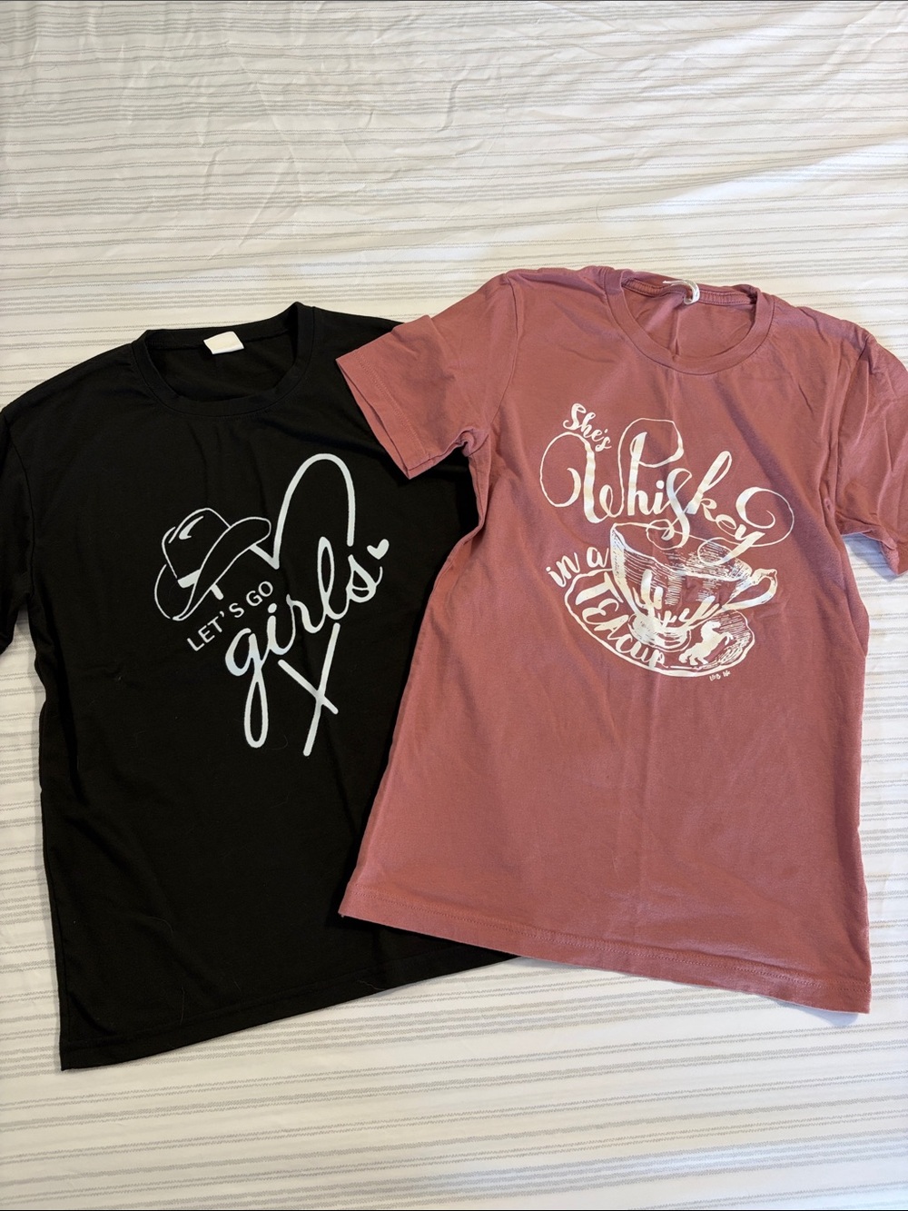Graphic Tees - Dusty Rose and Black, Casual Short Sleeve